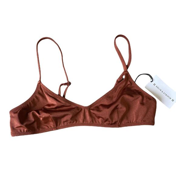 Solid & Striped The Rachel Bikini Top NWT New size L Shiny Cinnamon - Picture 1 of 5